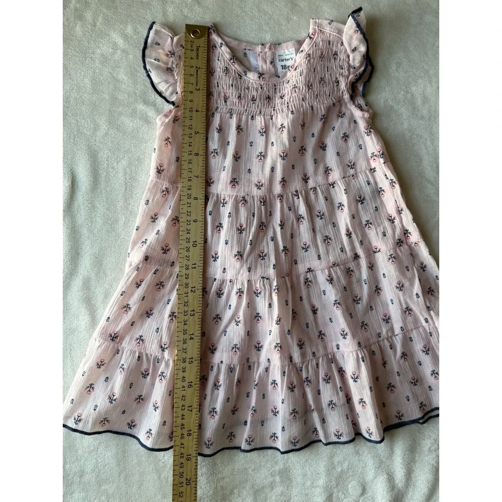 Carter's Vintage Baby Girl's Floral Dress Size‎ 18 Months Pink Navy Smocked New